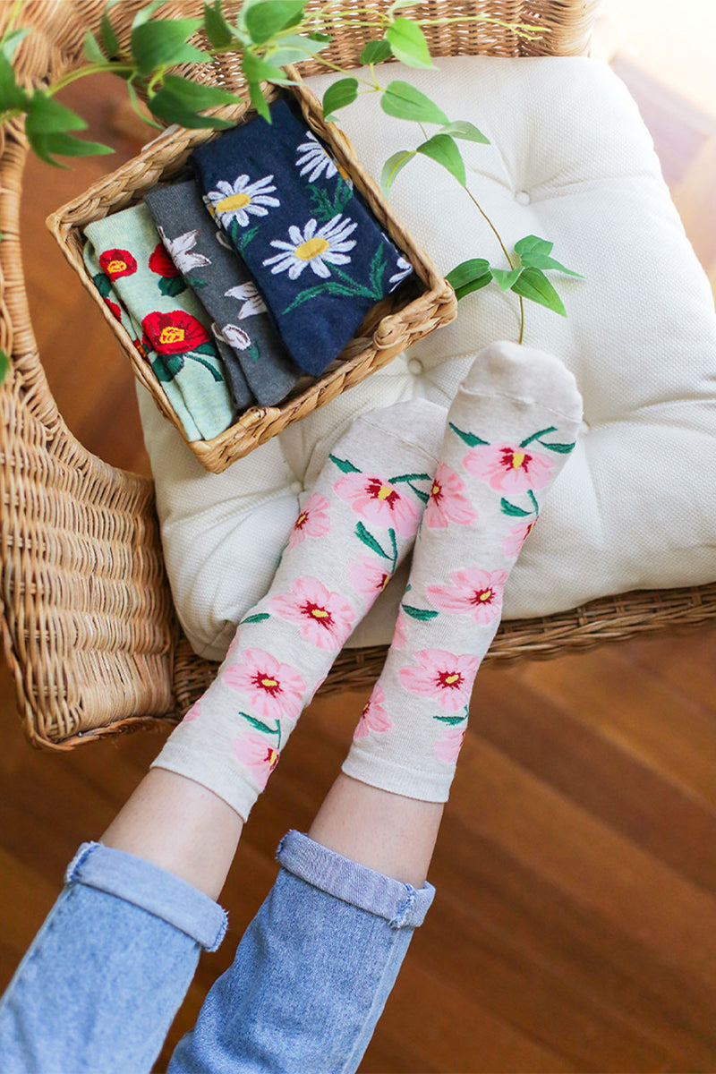 Women's Crew Real Flower Socks