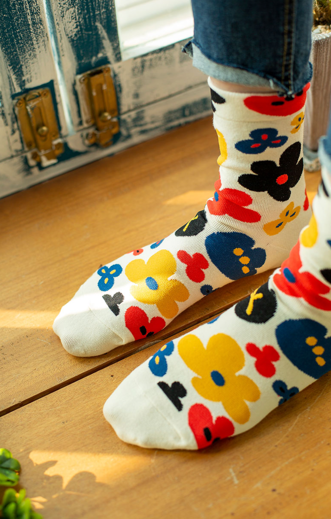 Women's Crew Flower Fleur Socks