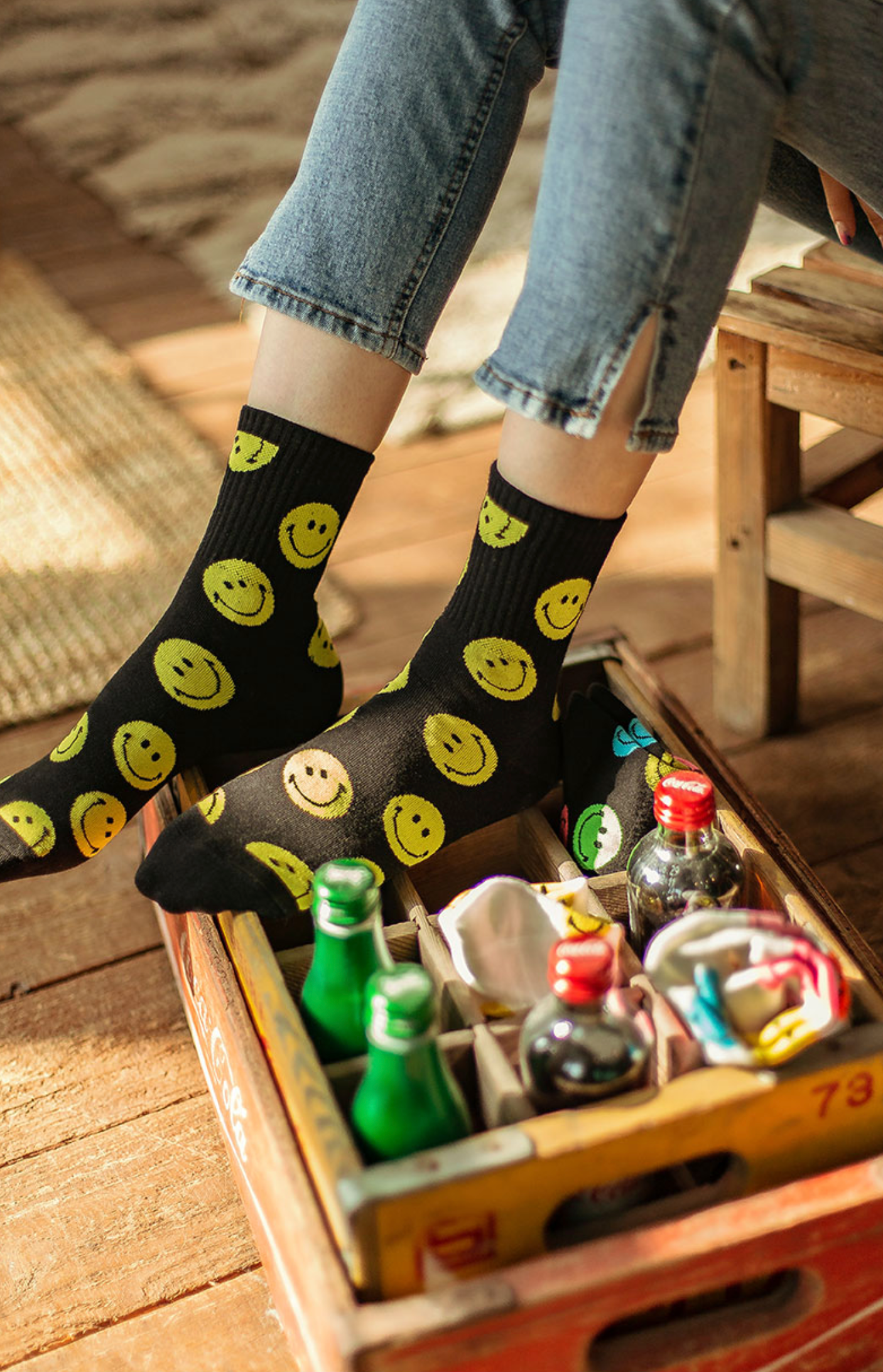 Women's Crew Smile Pattern Socks