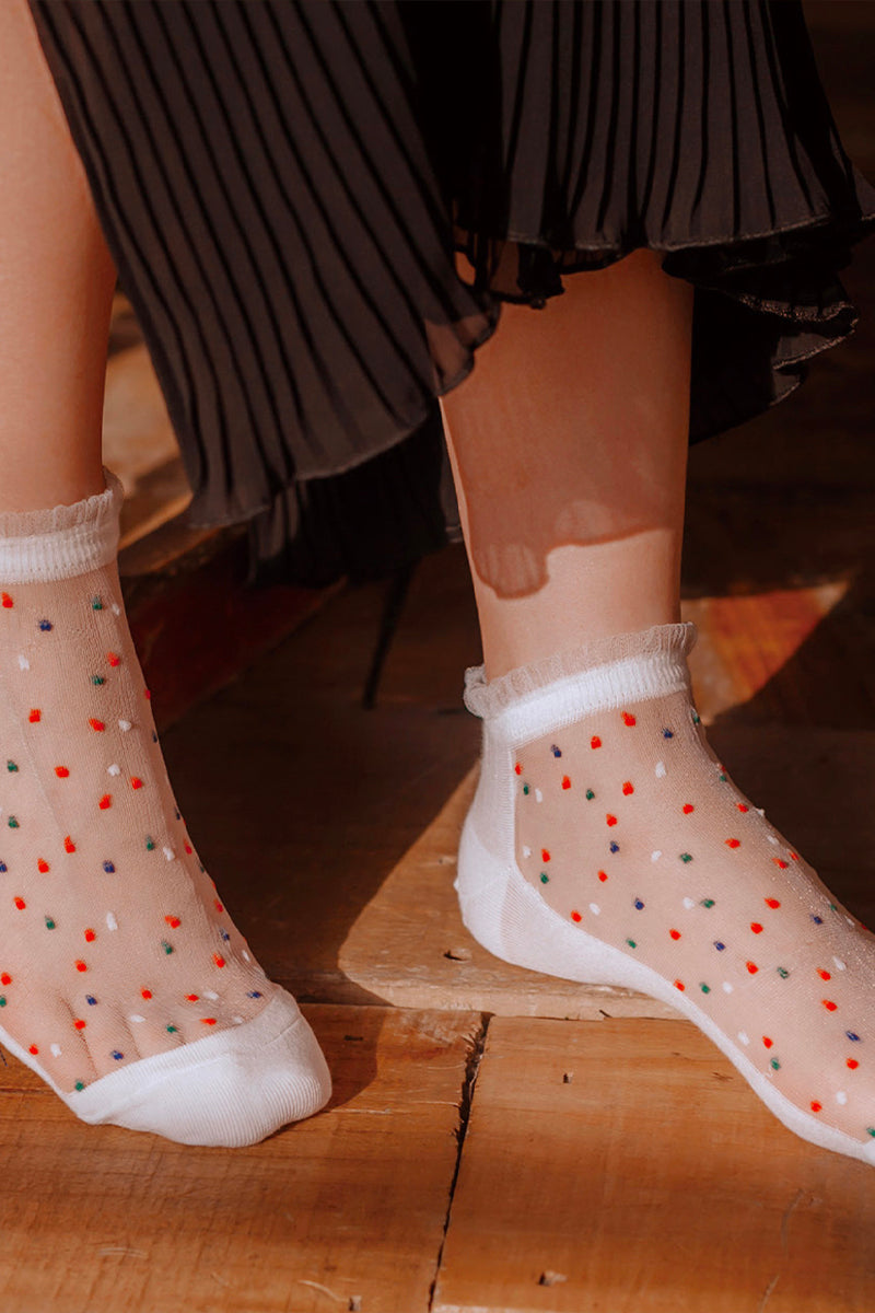 Women's Ankle Multi Dot See-Through Socks