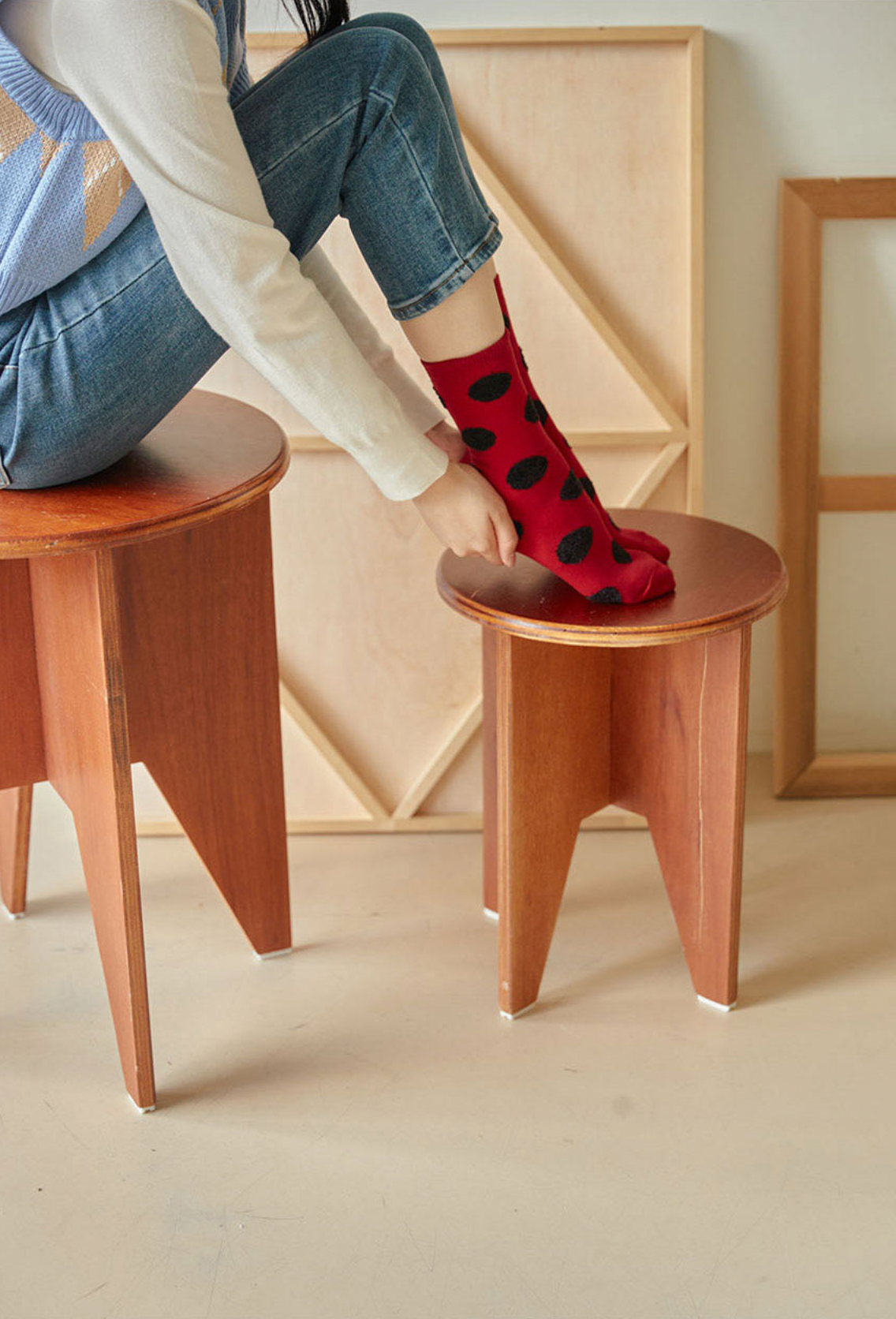 Women's Crew Winter Fuzzy Dot Socks