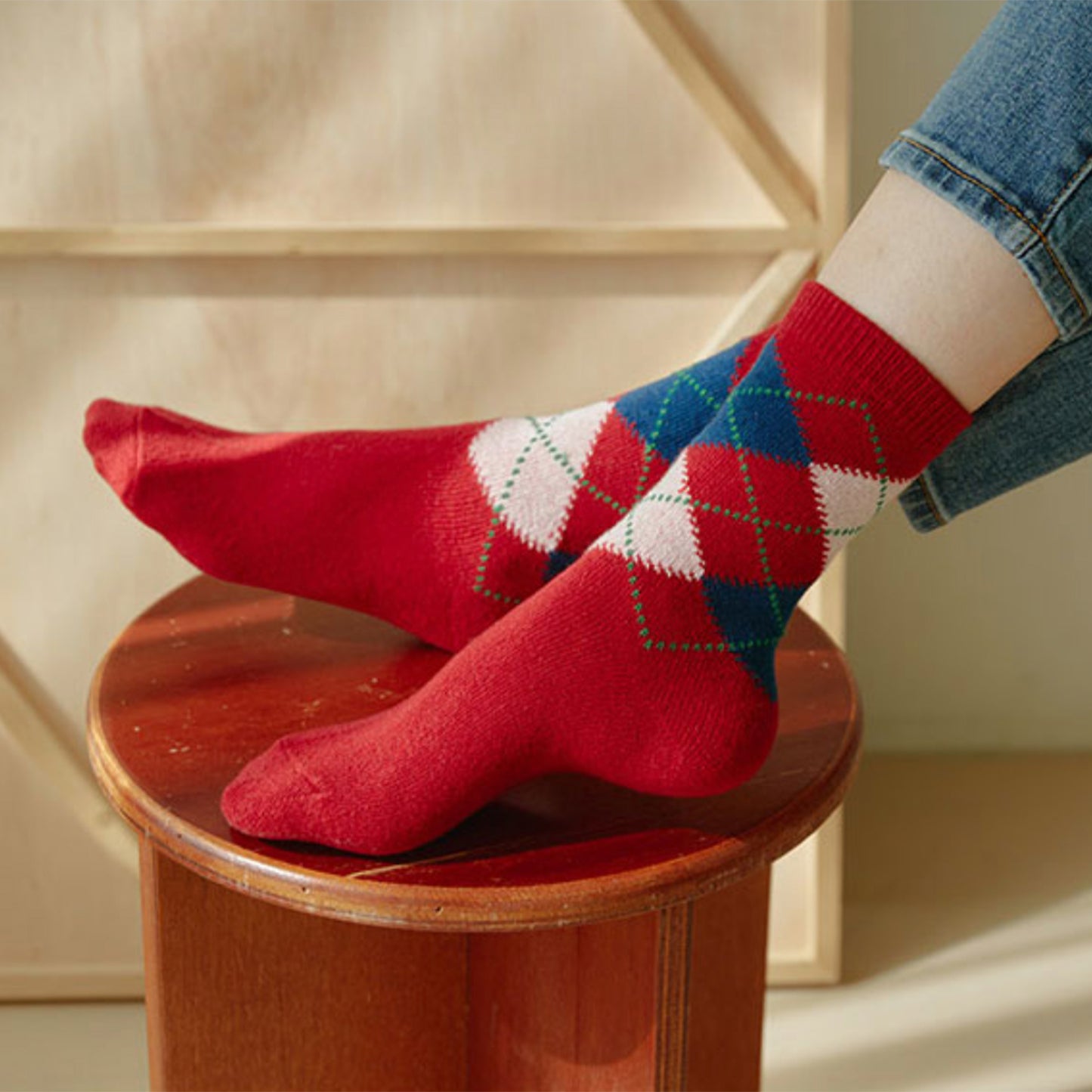 Women's Crew Winter Angora Wool Argyle Socks