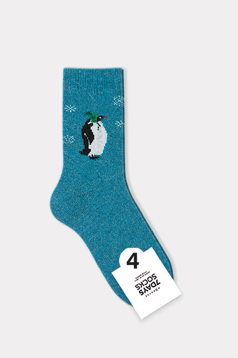 Women's Crew Winter Angora Wool Animal Double Cushion Socks