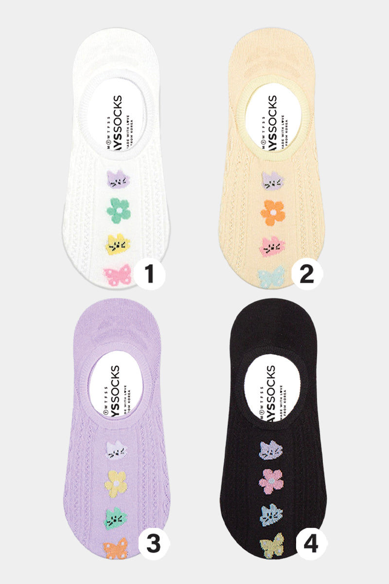 Women's No Show Fleur Cat Socks