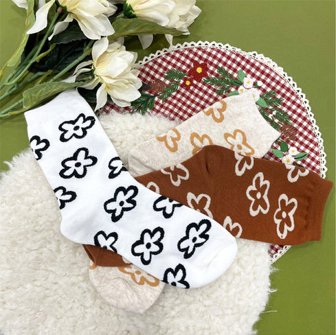 Women's Crew Line Flower Socks