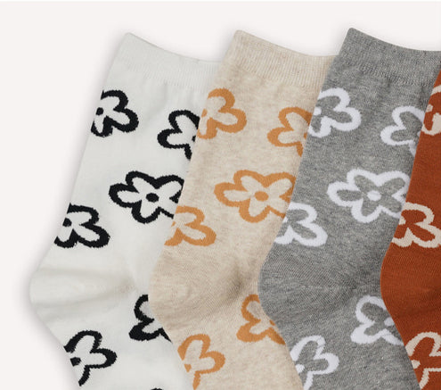 Women's Crew Line Flower Socks