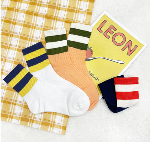 Women's Crew Ribbed Two-Tone Stripe Socks