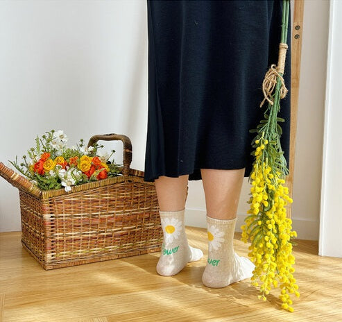 Women's Crew Blooming Flower Socks