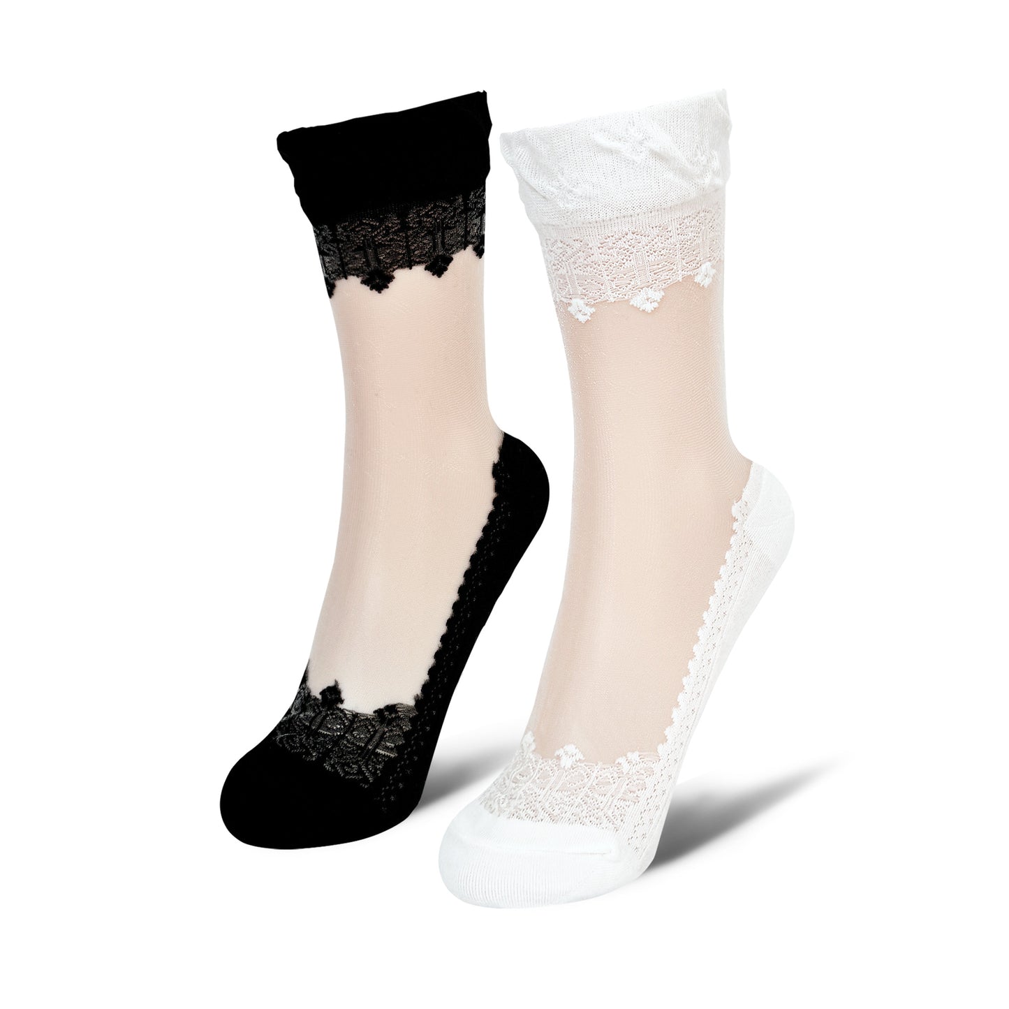 Women's Crew Sheer Lace  See-Through Socks