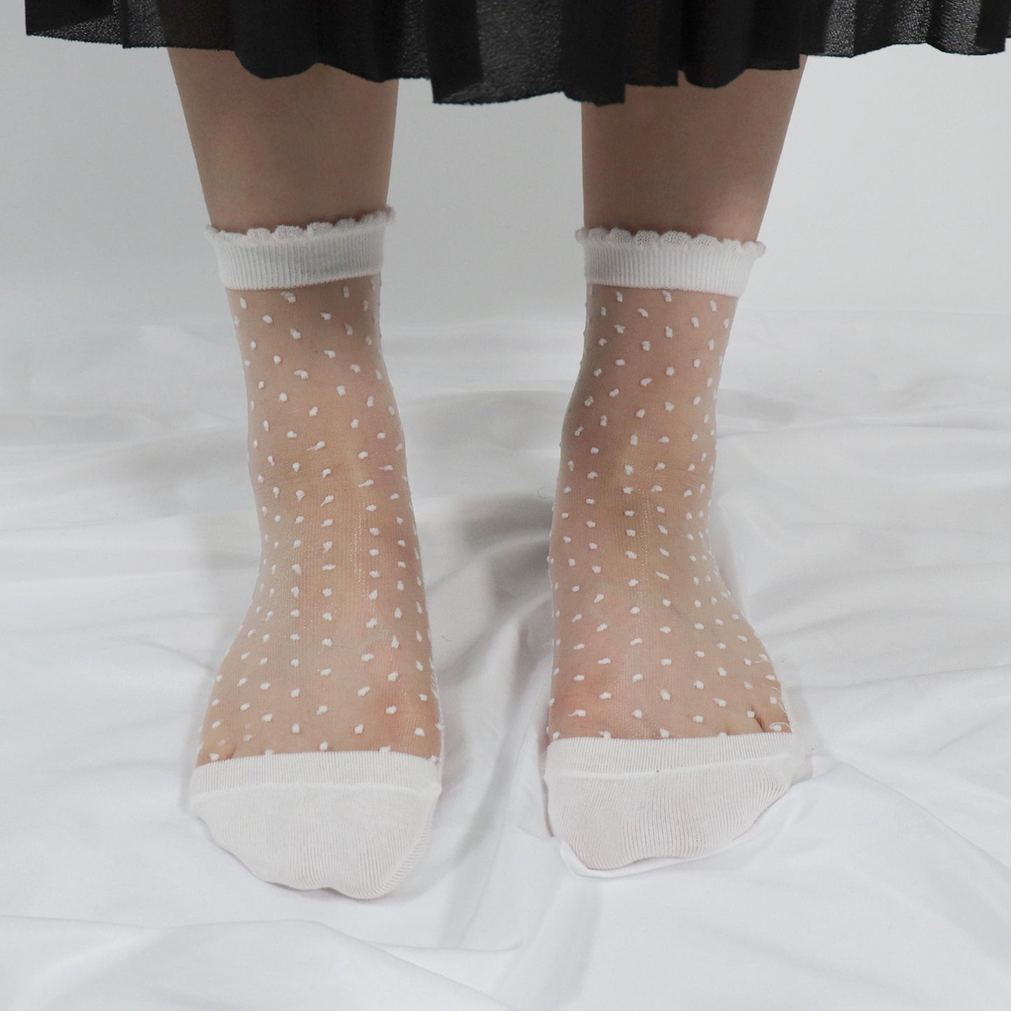 Women's Crew Sheer Speckled Lace See-Through  Socks