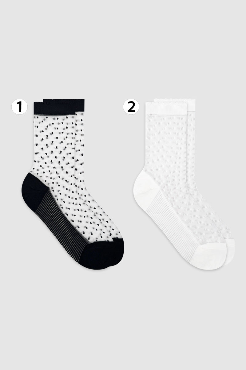 Women's Crew Sheer Speckled Lace See-Through  Socks