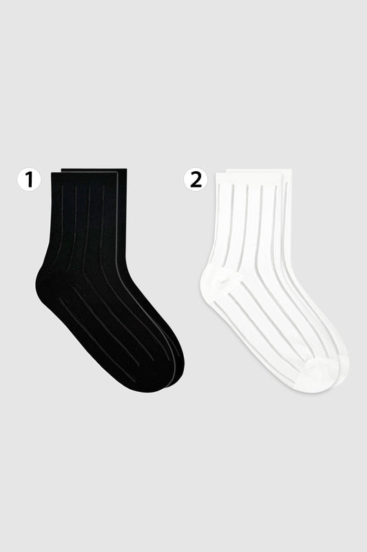 Women's Crew Semi Sheer Line Socks