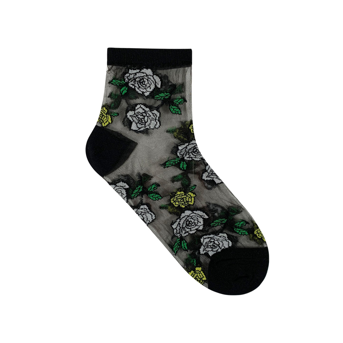 Women's Crew Sheer Laced Rose See-Through  Socks