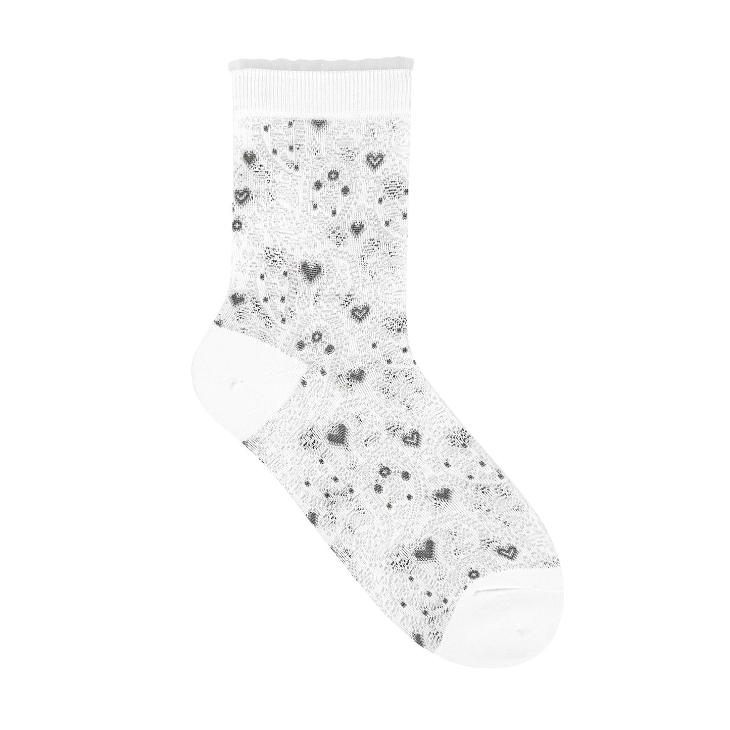 Women's Ankle Semi Sheer Mini Heart See-Through  Socks