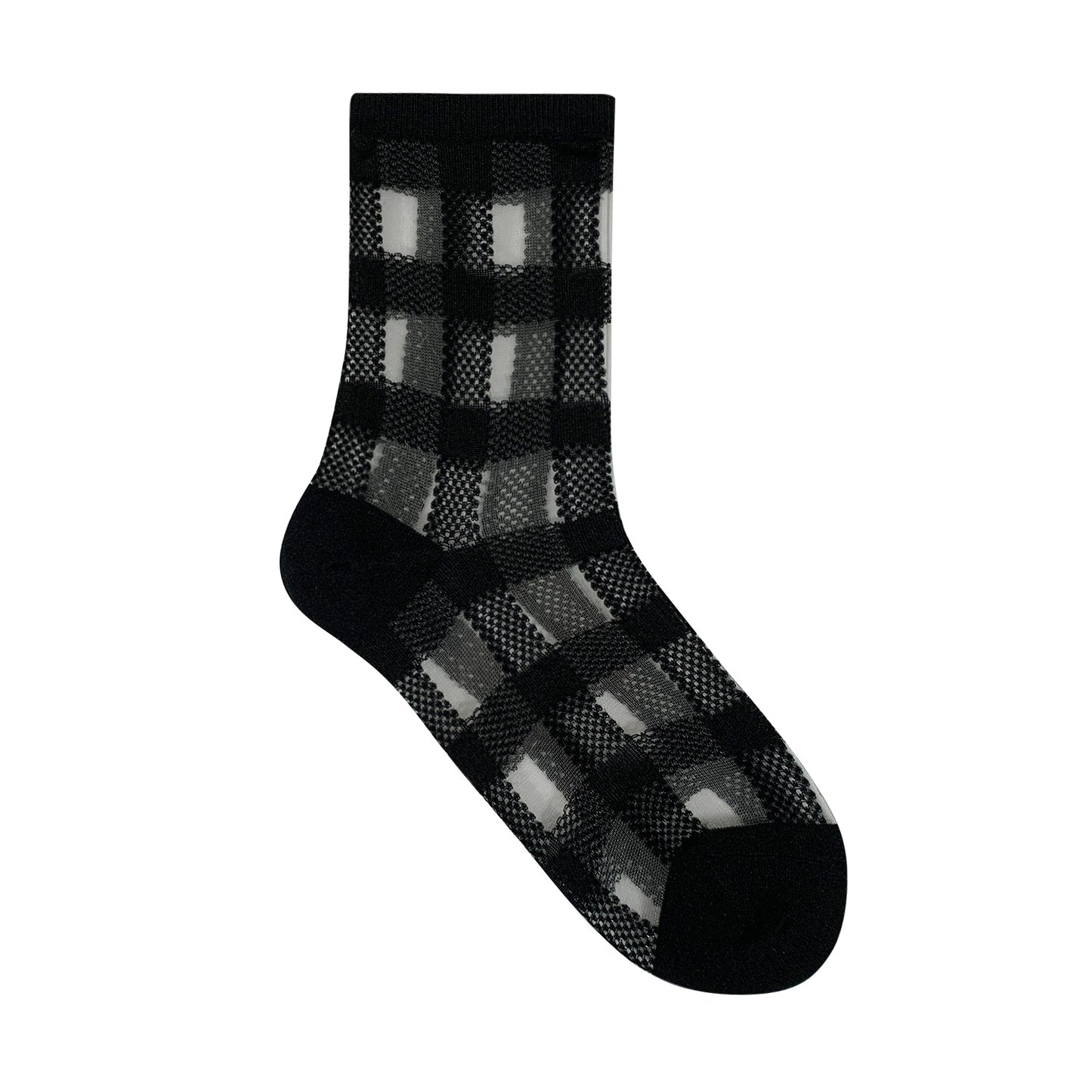 Women's Crew Sheer Checkered Lace  See-Through Socks