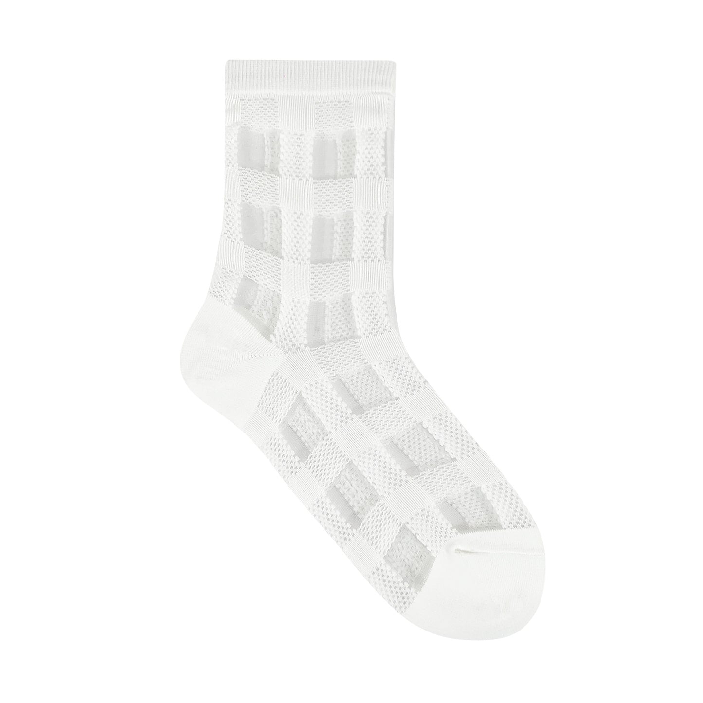 Women's Crew Sheer Checkered Lace  See-Through Socks