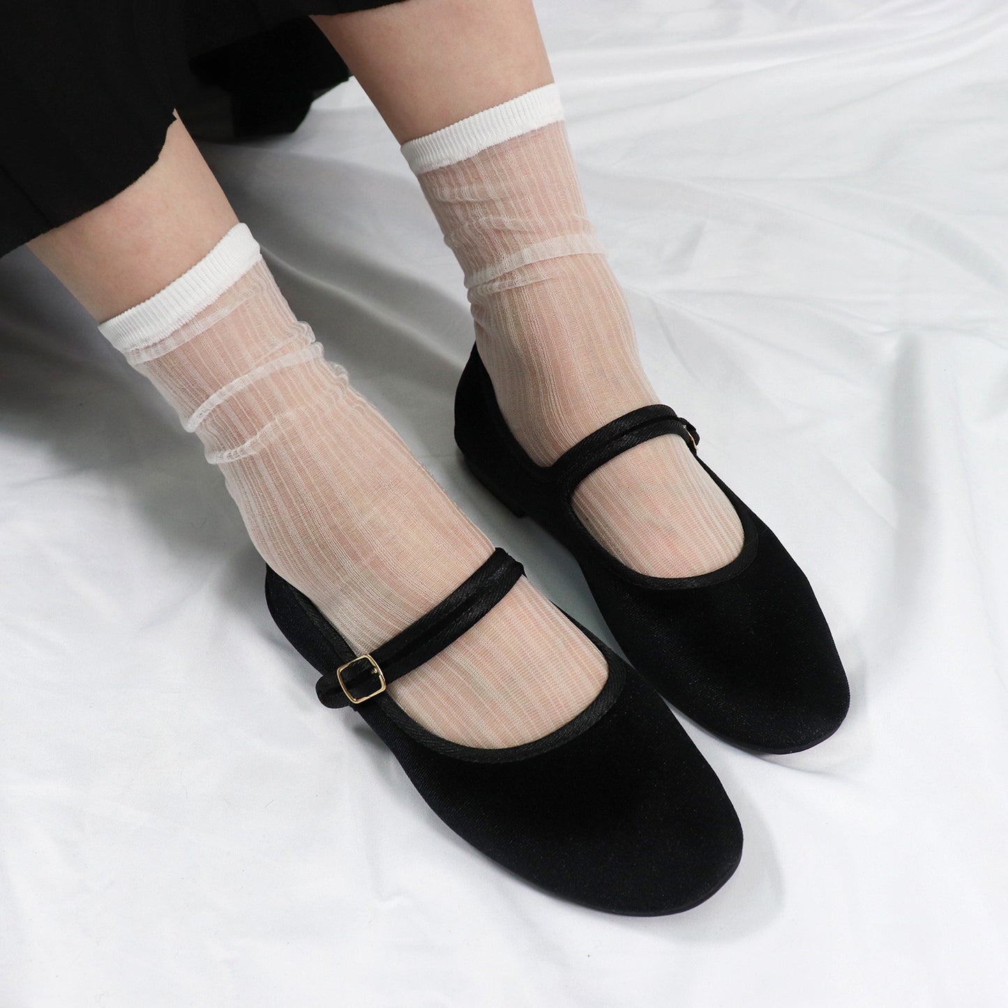 Women's Crew Sheer Mesh Loose  See-Through Socks