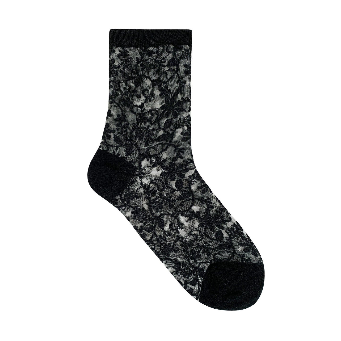 Women's Crew Semi Sheer Lace See-Through Socks