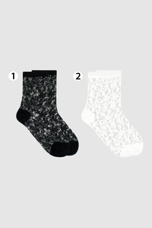 Women's Crew Semi Sheer Lace See-Through Socks