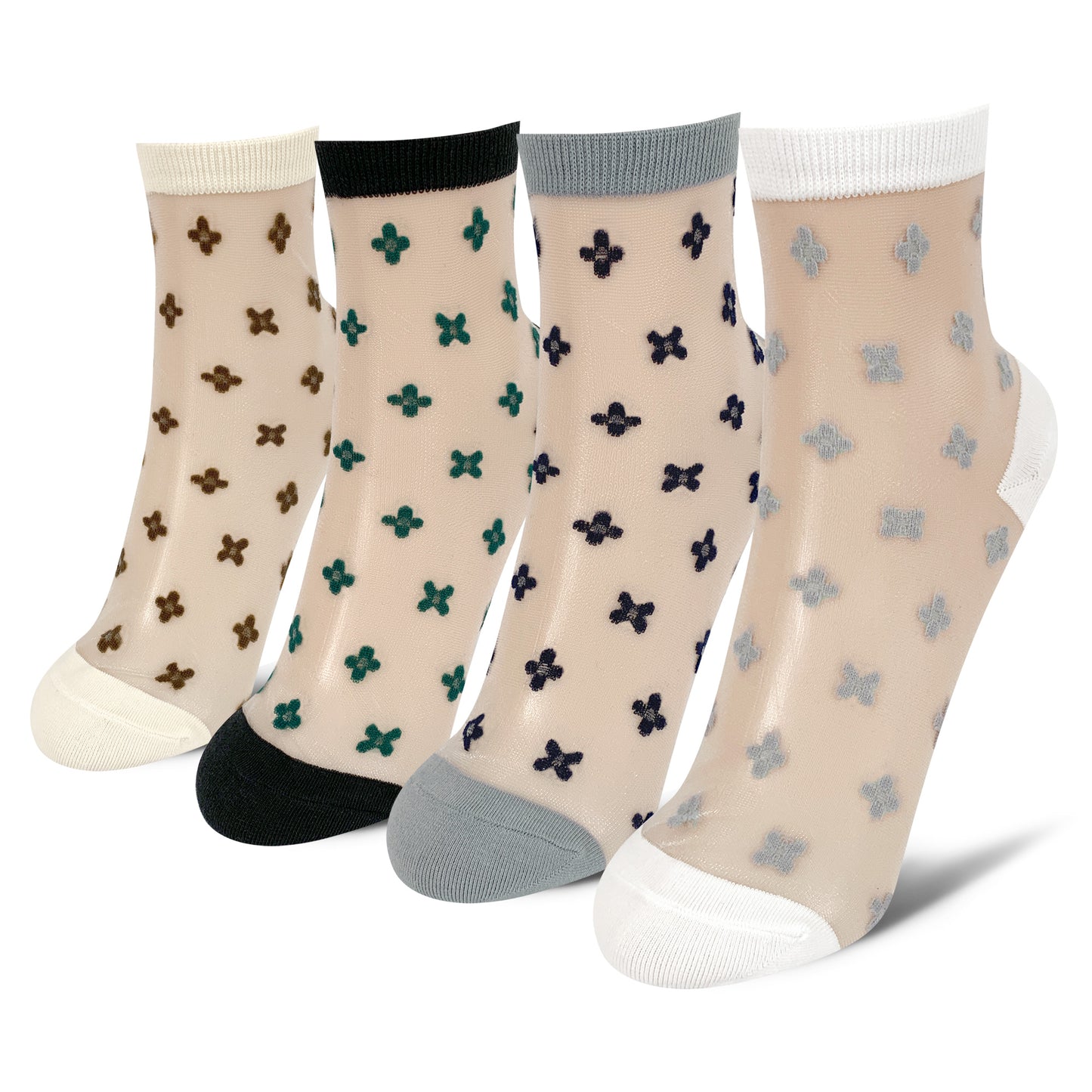 Women's Crew Sheer Clover  See-Through Socks