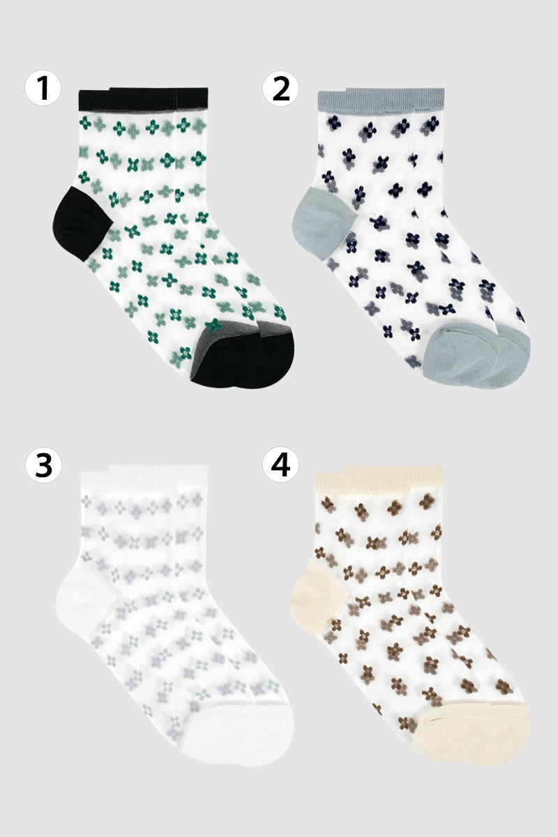 Women's Crew Sheer Clover  See-Through Socks