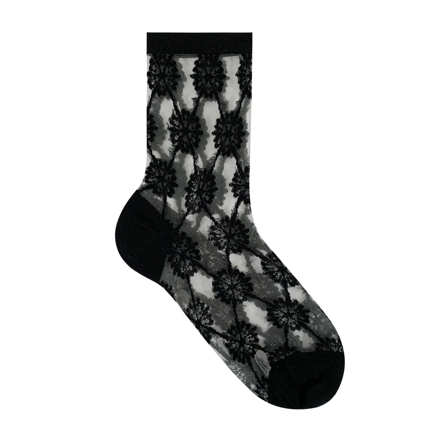 Women's Crew Sheer Big Flower  See-Through Socks