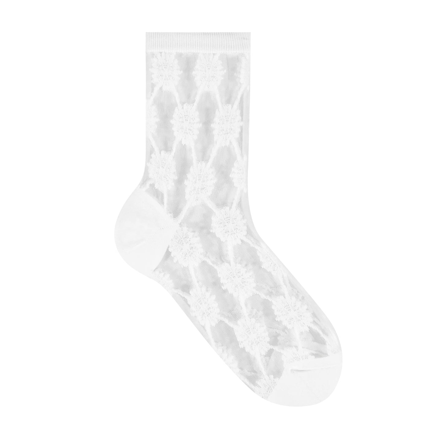 Women's Crew Sheer Big Flower  See-Through Socks