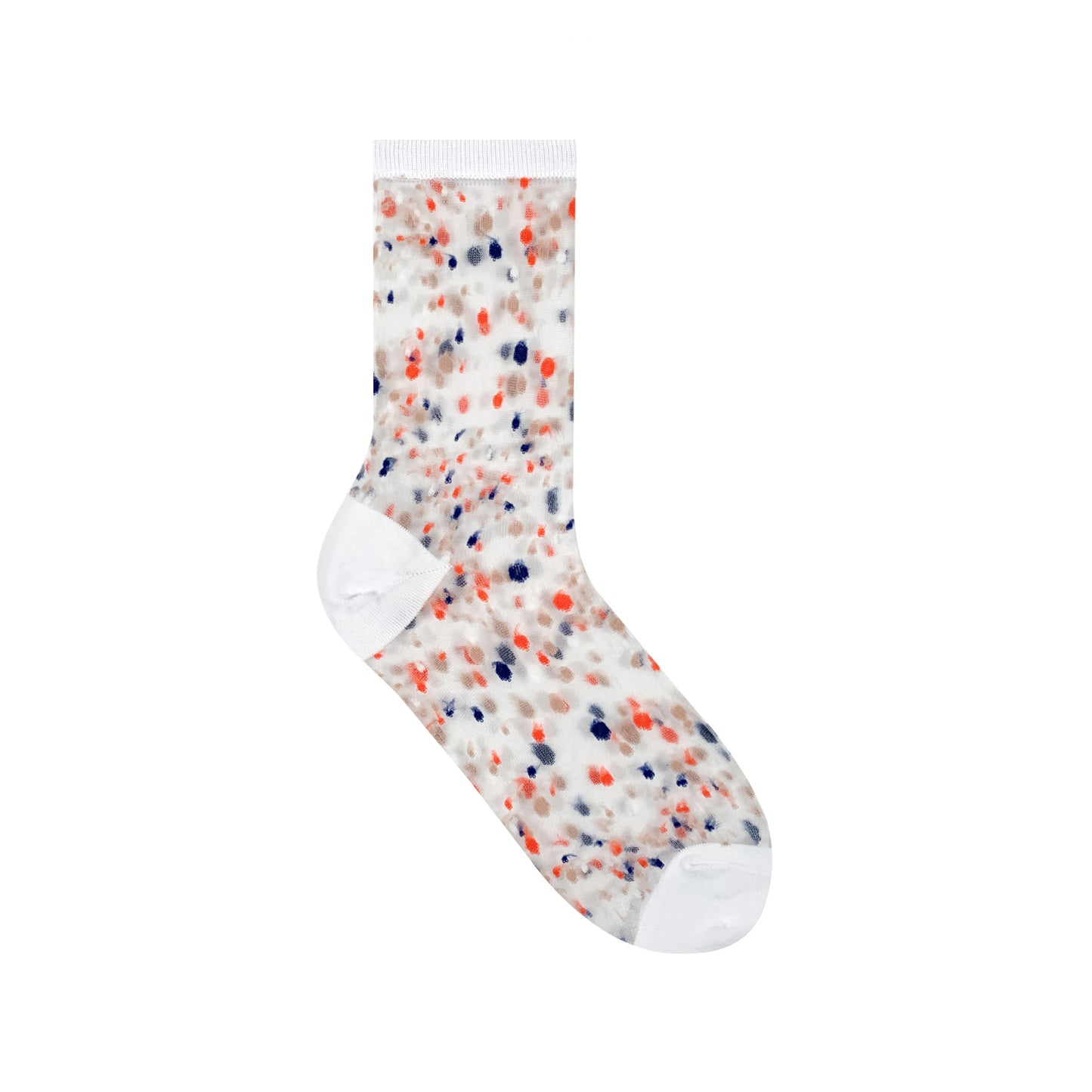 Women's Crew Sheer Multi See-Through  Dots Socks