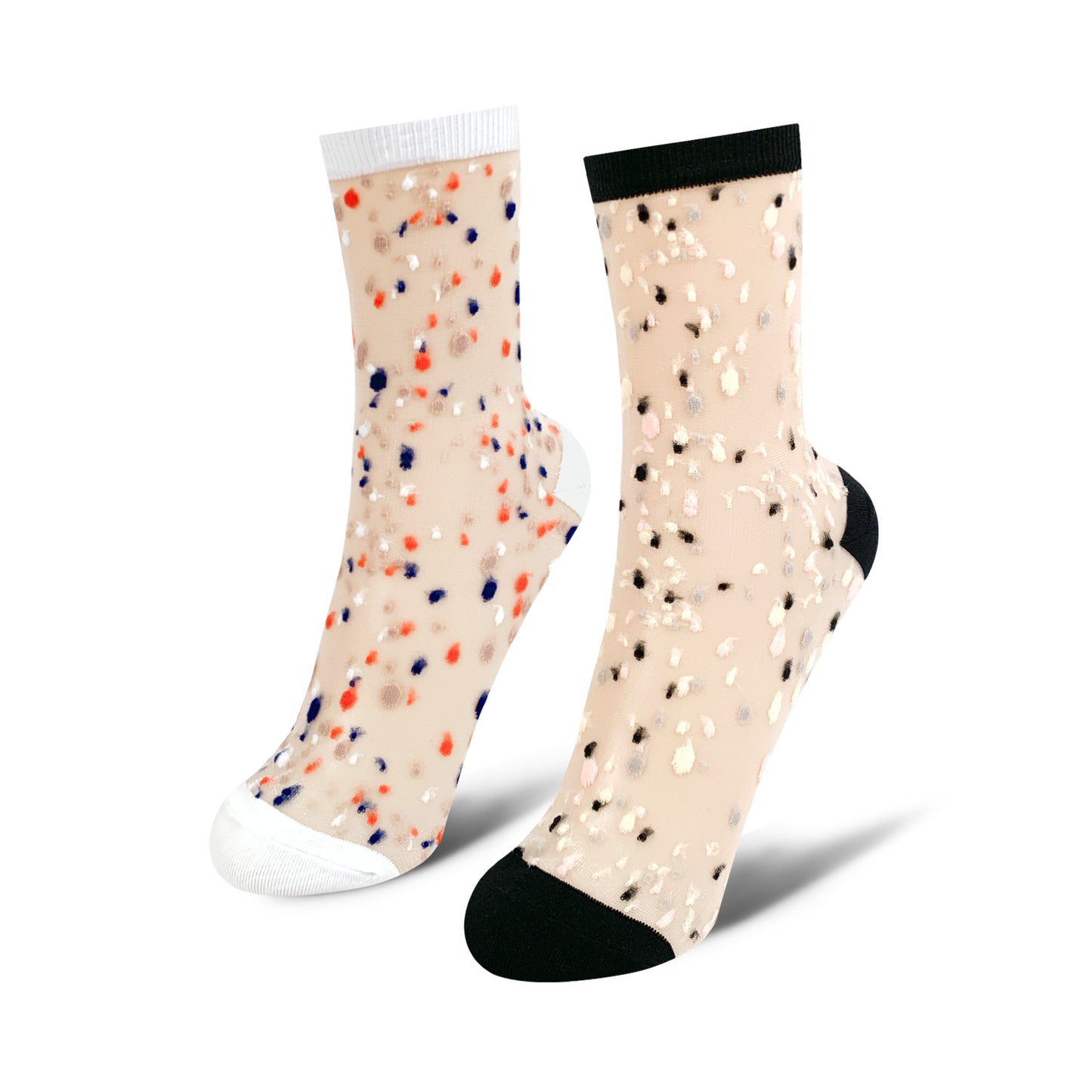 Women's Crew Sheer Multi See-Through  Dots Socks