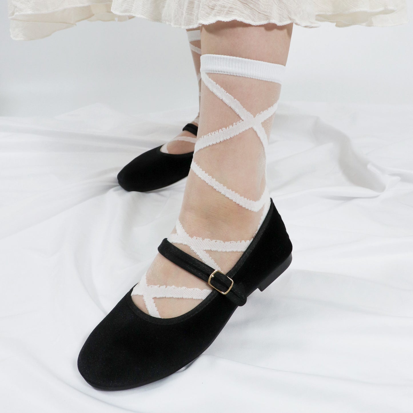 Women's Crew Sheer Ballerina  See-Through Socks