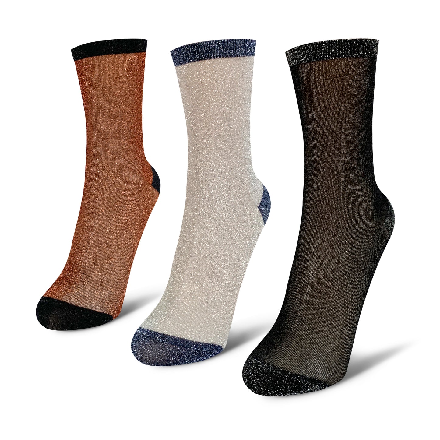 Women's Crew Sheer Glitter  See-Through Socks