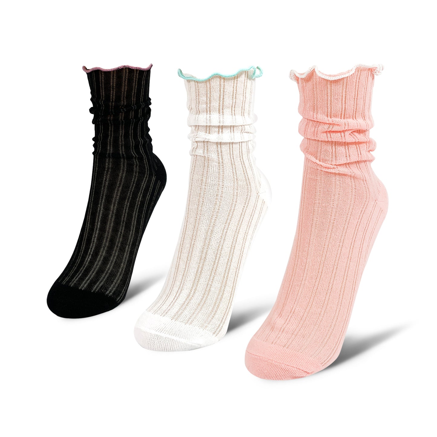 Women's Crew Sheer Ruffle See-Through Socks