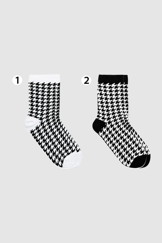 Women's Crew Hound Tooth Check Socks