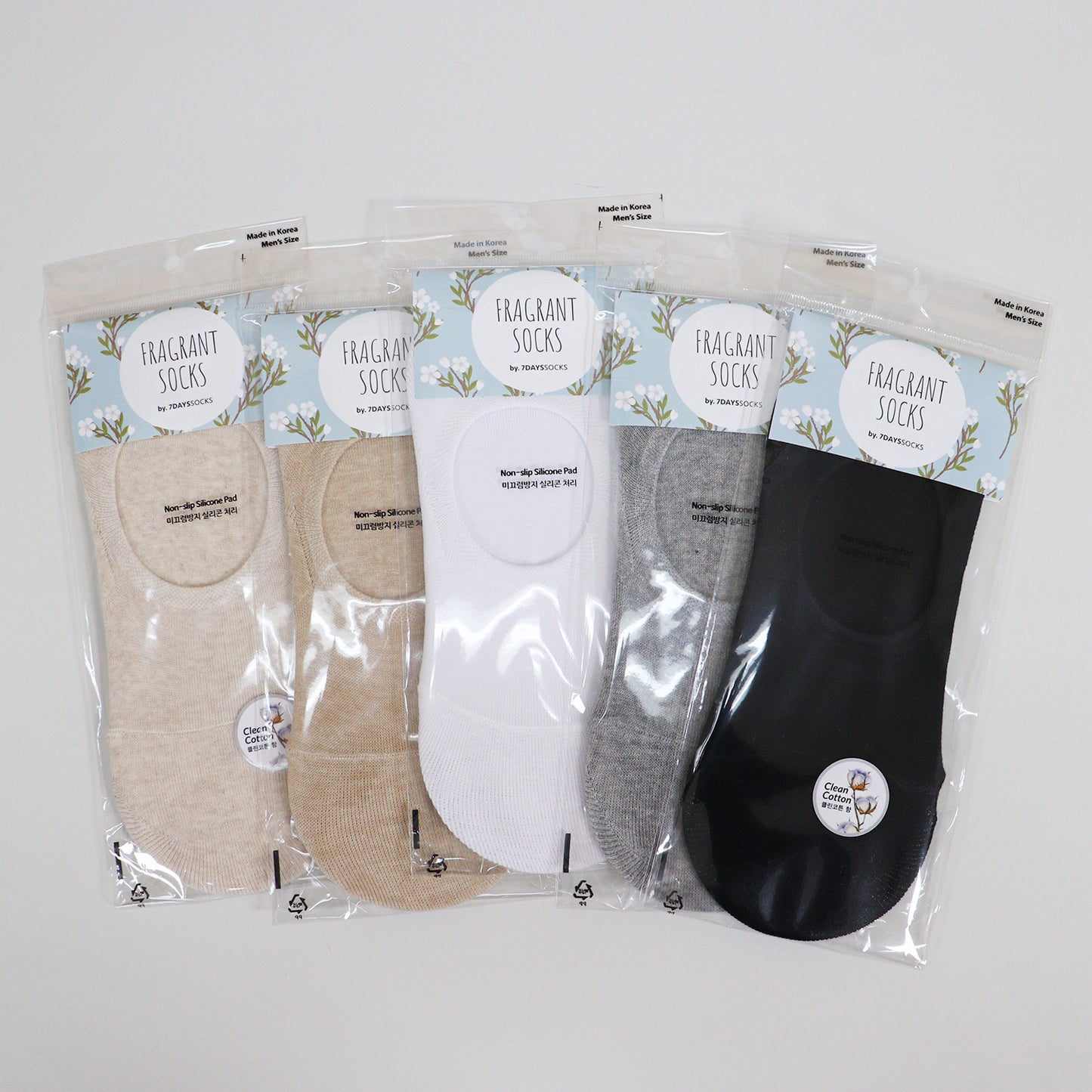 Men's No Show Non Slip Odor-Free Fragrant Seamless Cotton Socks