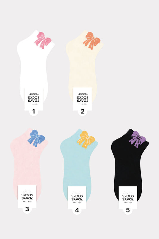 Women's Crew Bow Ribbon Middle Socks