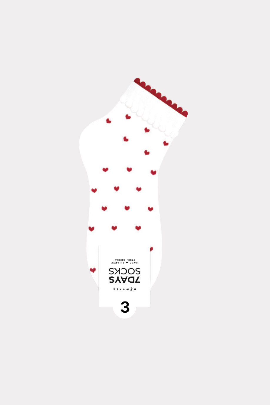 Women's Picot Heart  Middle Ankle Socks - Made in Korea