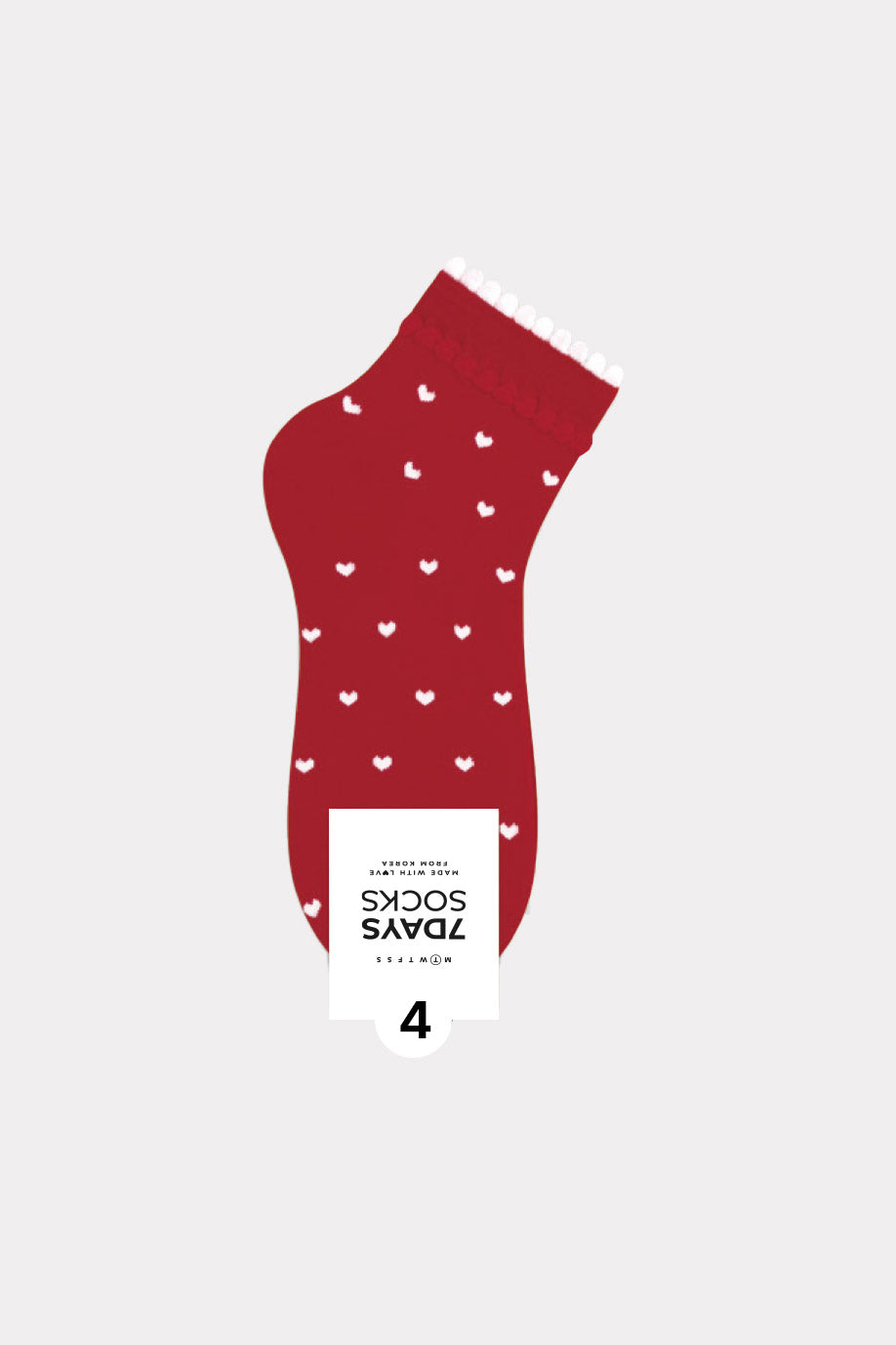 Women's Picot Heart  Middle Ankle Socks - Made in Korea