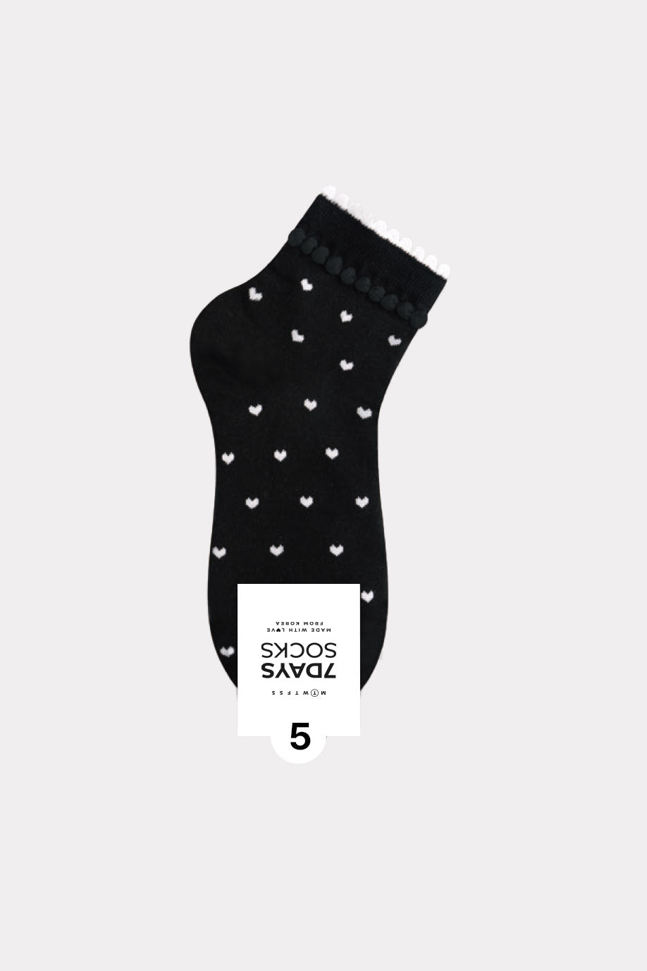 Women's Picot Heart  Middle Ankle Socks - Made in Korea