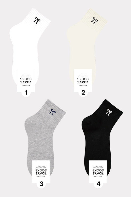 Women's Crew Bow Ribbon Band Middle Socks