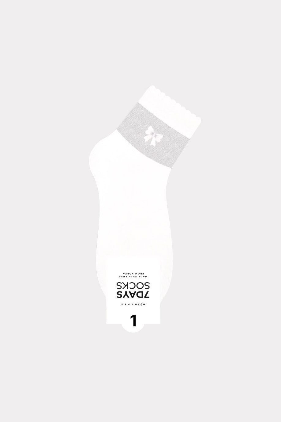 Women's Ribbon Monotone Middle Ankle Socks - Made in Korea