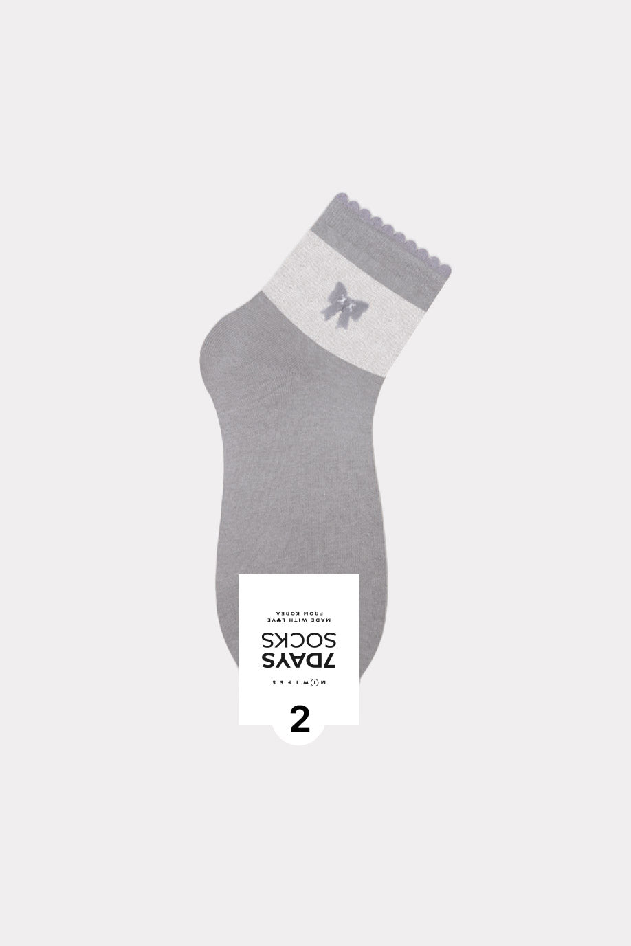 Women's Ribbon Monotone Middle Ankle Socks - Made in Korea