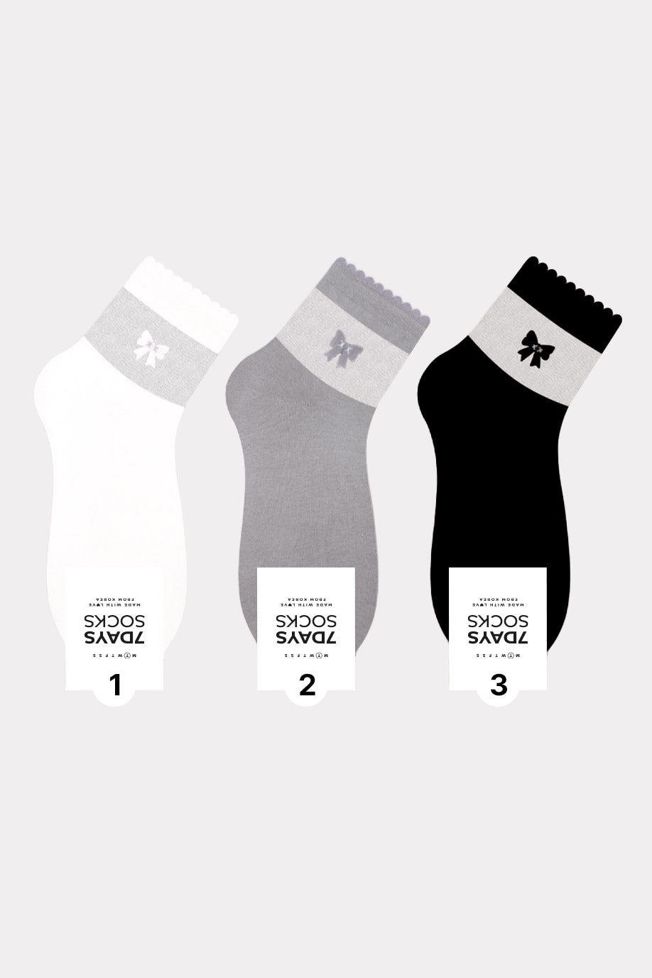 Women's Ribbon Monotone Middle Ankle Socks - Made in Korea