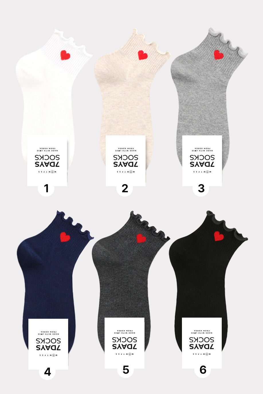 Women's Frill Heart Pattern Middle Socks