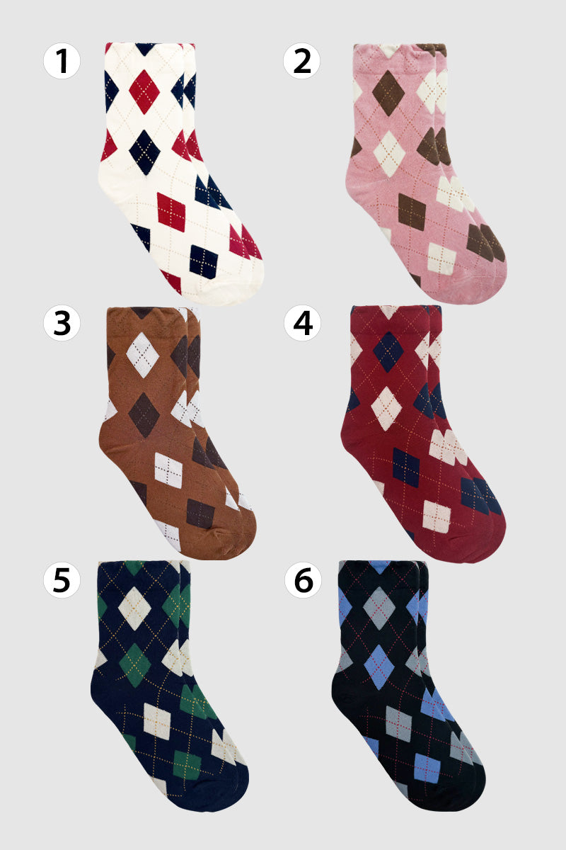 Women's Crew Winter Color Argyle Socks