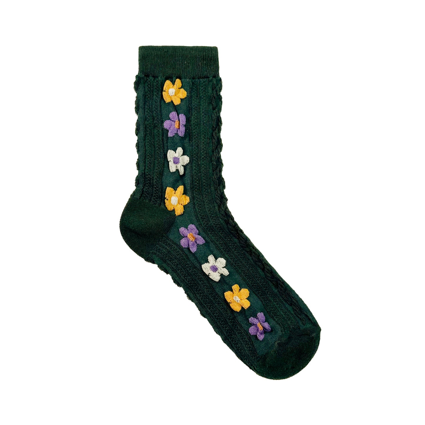 Women's Crew Line Flower Socks