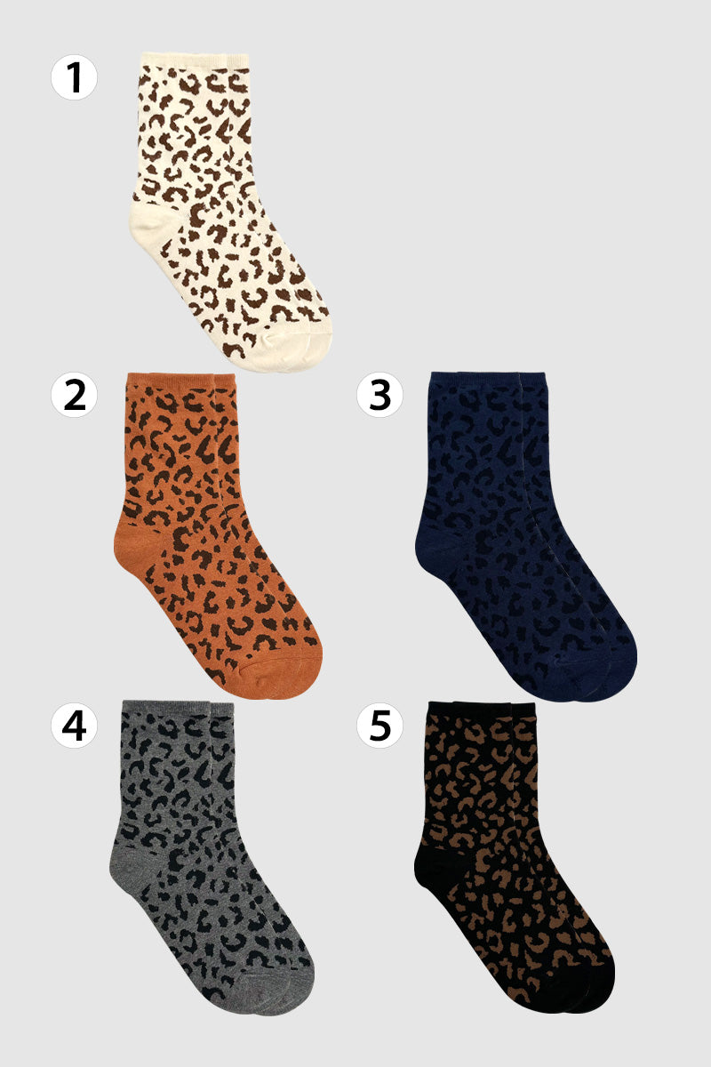 Women's Crew Trendy Leopard Socks