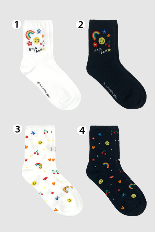 Women's Crew Rainbow Smile Day Socks