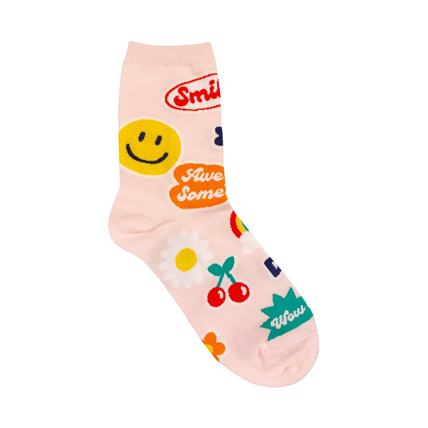 Women's Crew Smile Sticker Socks