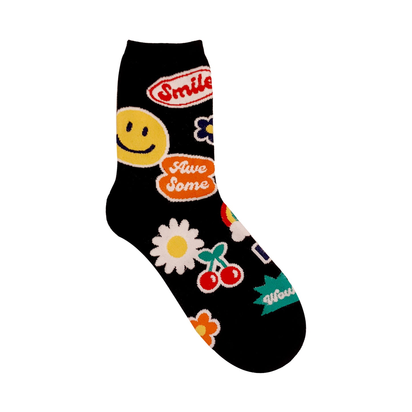 Women's Crew Smile Sticker Socks