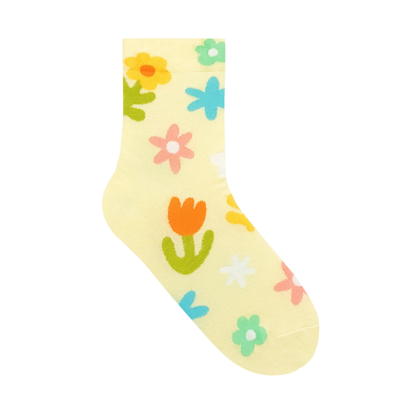 Women's Crew Drawing Flower Socks